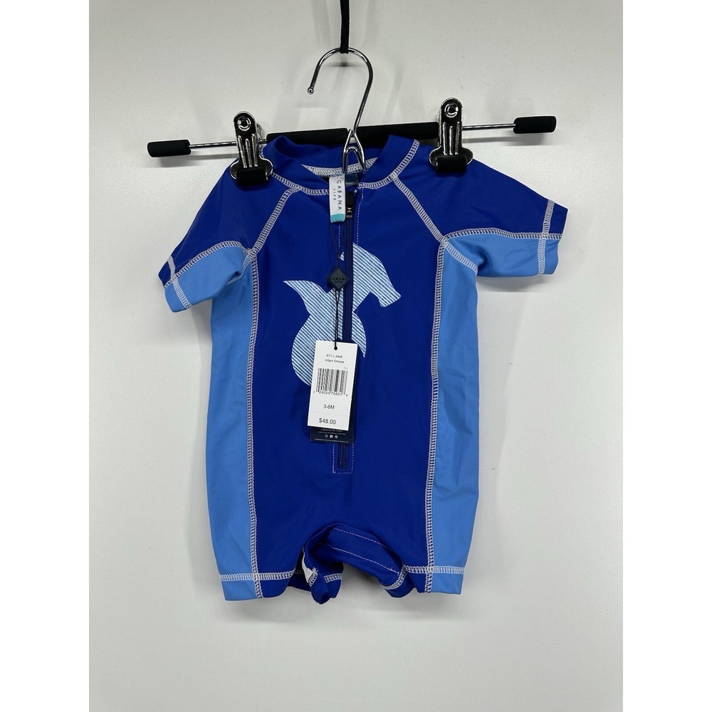 Cabana Life Infant Boys Blue Shark Rashguard UPF 50+ One Piece 3-6M 611-L-HH8